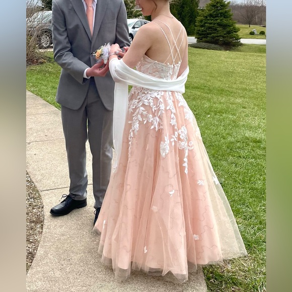 Beautiful Pink Floral Prom Dress - Picture 3 of 4